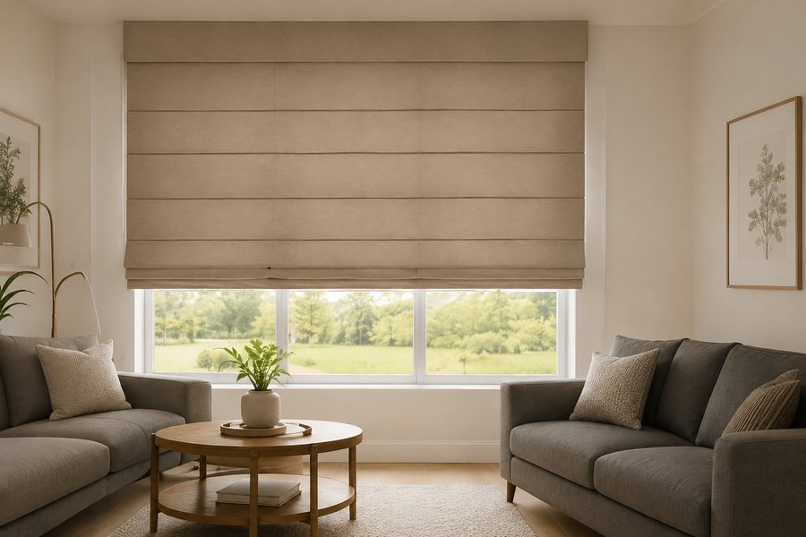 Roman blinds in a modern Sydney living room