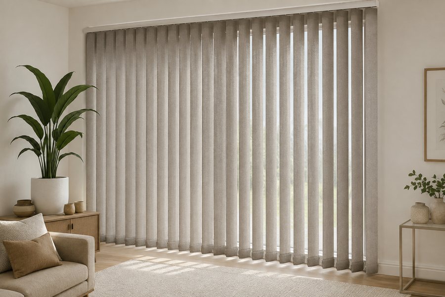 Vertical blinds for a large window in a modern Sydney home