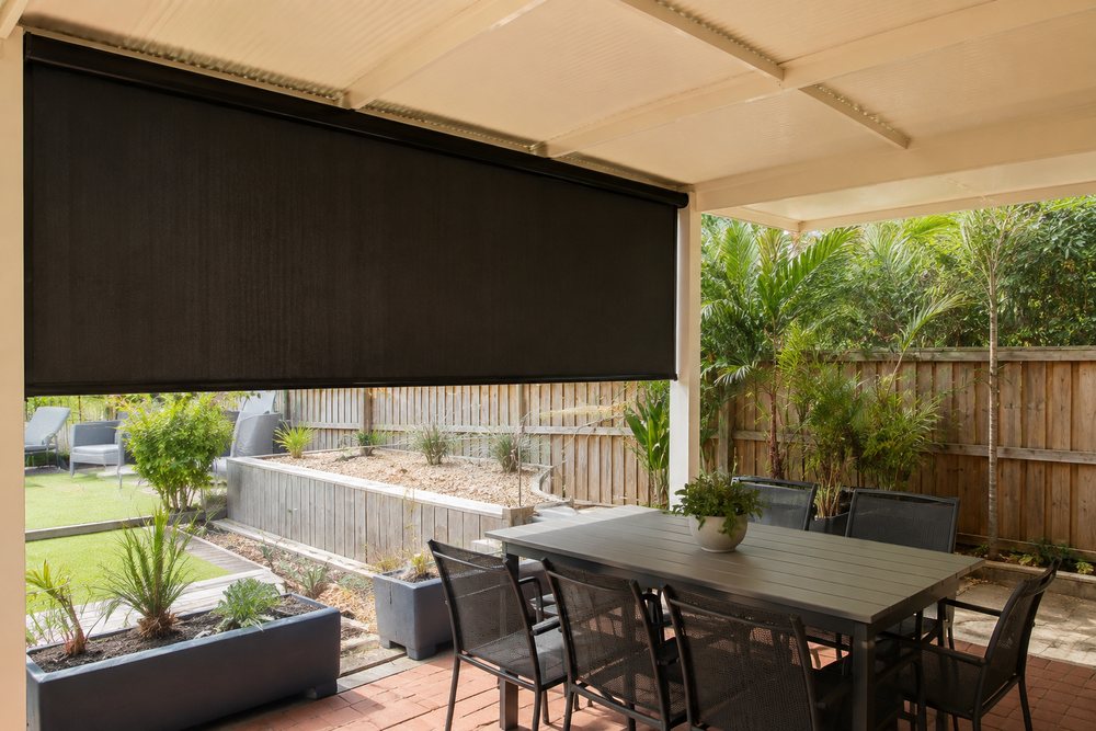 Straight drop outdoor blind over a Sydney patio